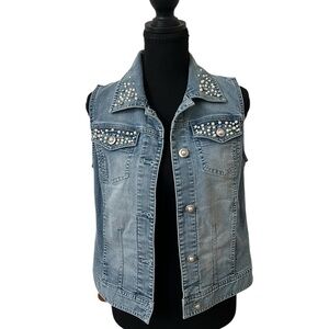 Chico's Blue Denim Studded Vest